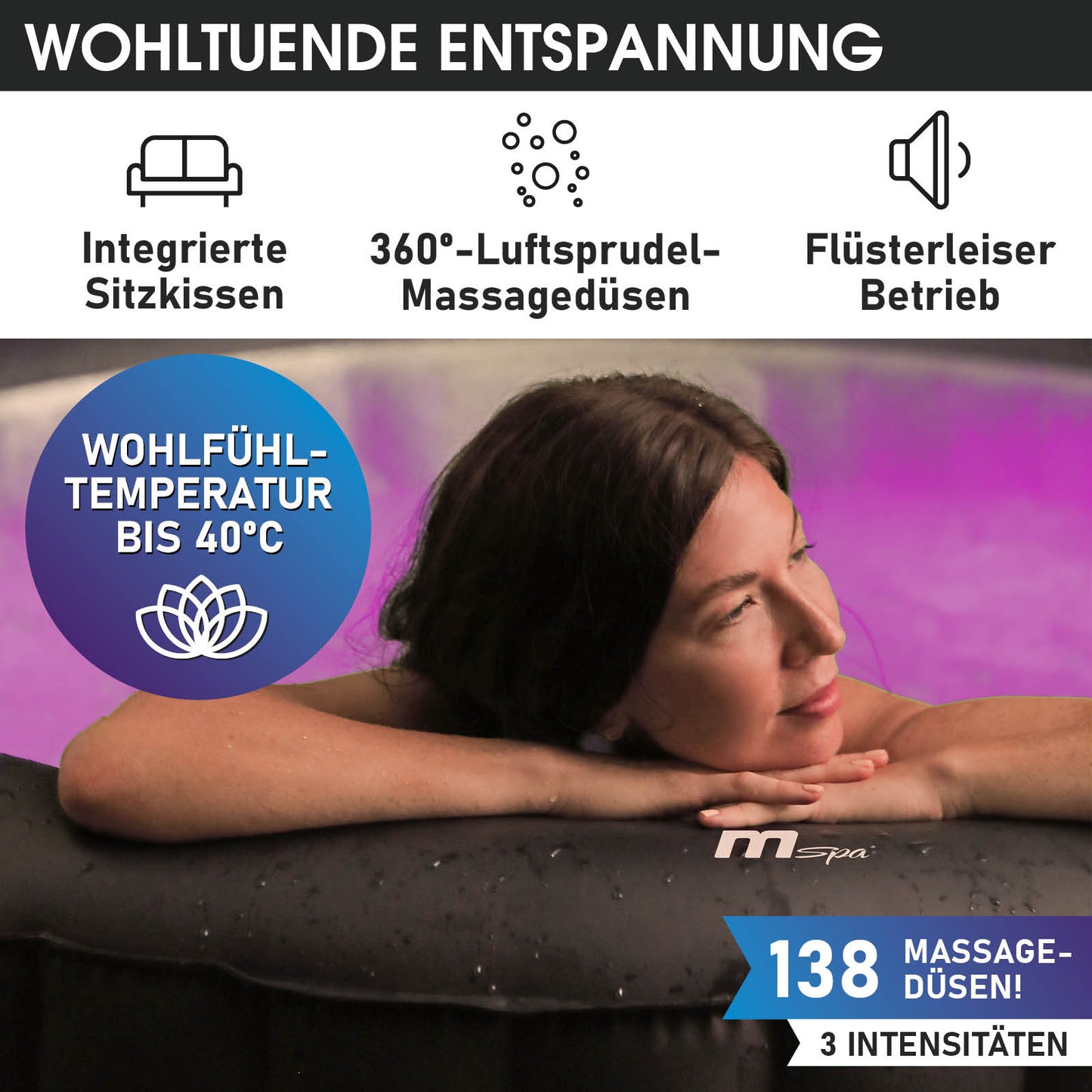 Aufblasbarer Whirlpool MSpa AURORA URBAN 6 Personen mit LED