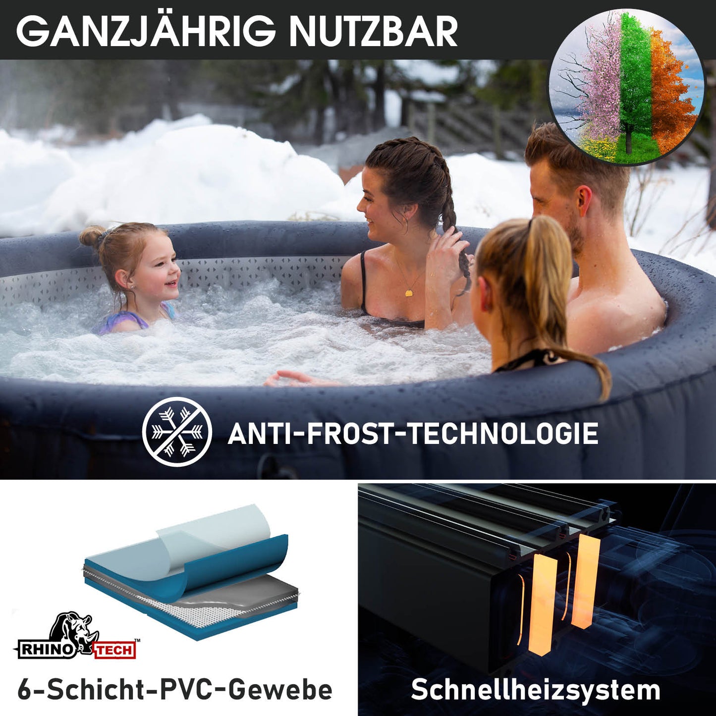 Aufblasbarer Whirlpool MSpa AURORA URBAN 6 Personen mit LED