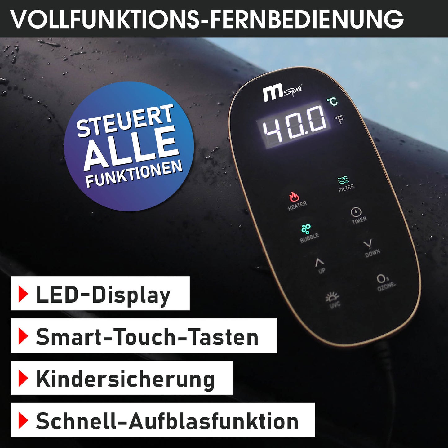 Aufblasbarer Whirlpool MSpa AURORA URBAN 6 Personen mit LED