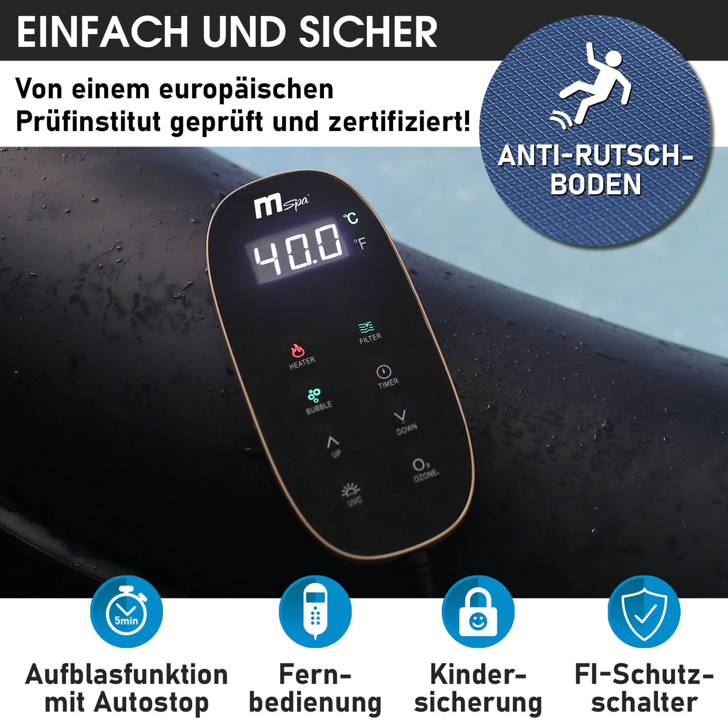 Aufblasbarer Whirlpool MSpa AURORA URBAN 6 Personen mit LED
