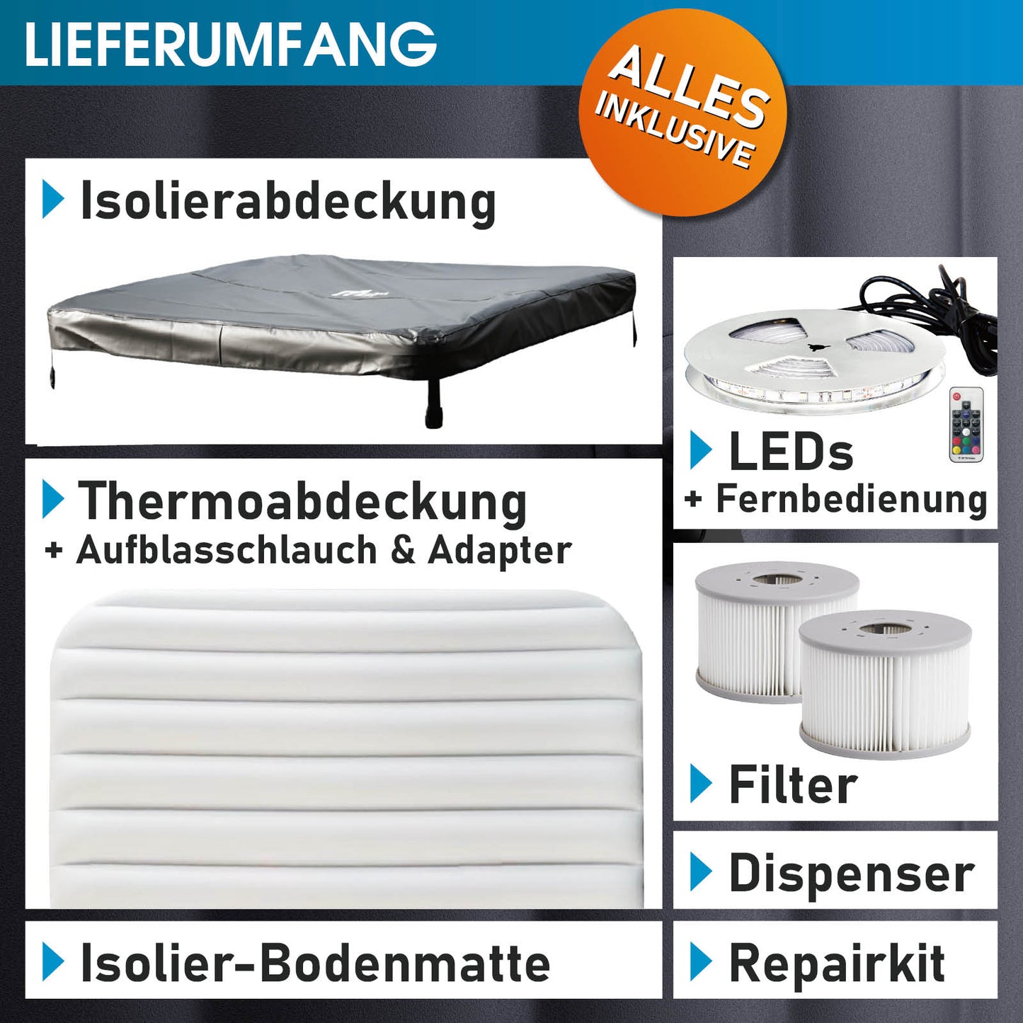 Mspa Whirlpool OSLO FRAME 6 Personen mit LED