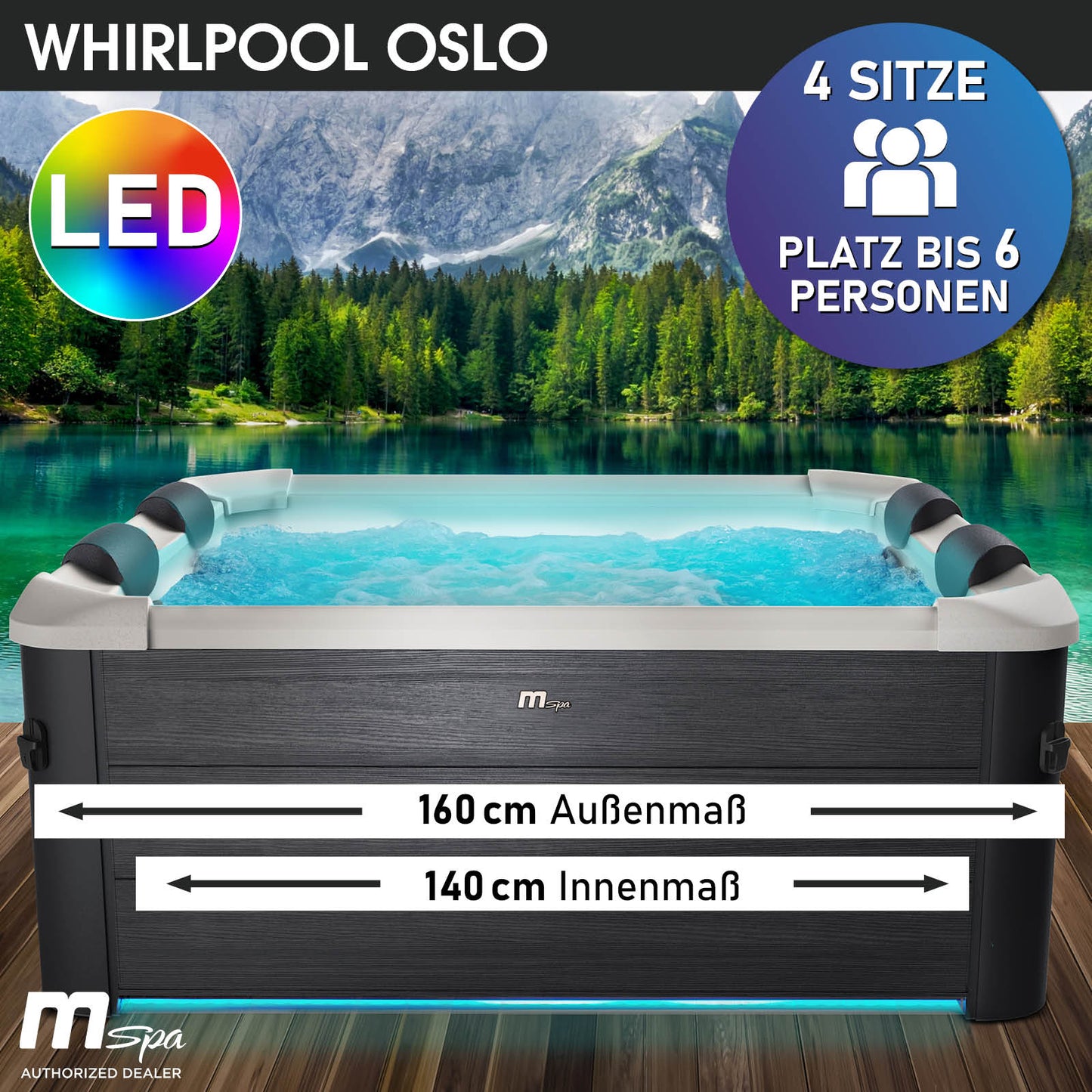 Mspa Whirlpool OSLO FRAME 6 Personen mit LED