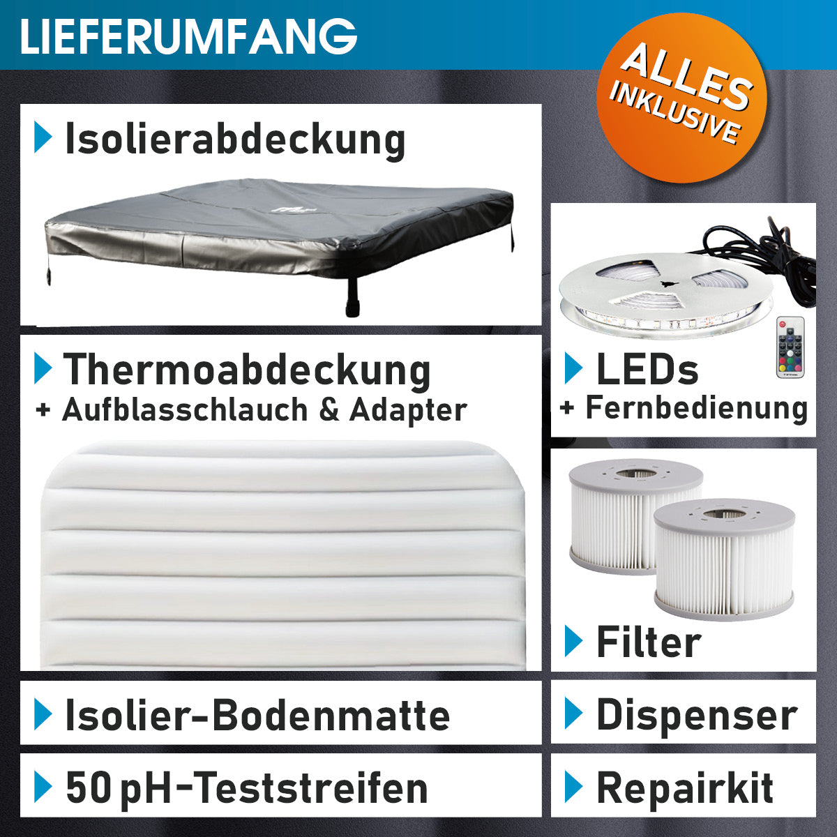 BRAST Mspa Whirlpool OSLO SAPPHIRE 6 Personen mit LED