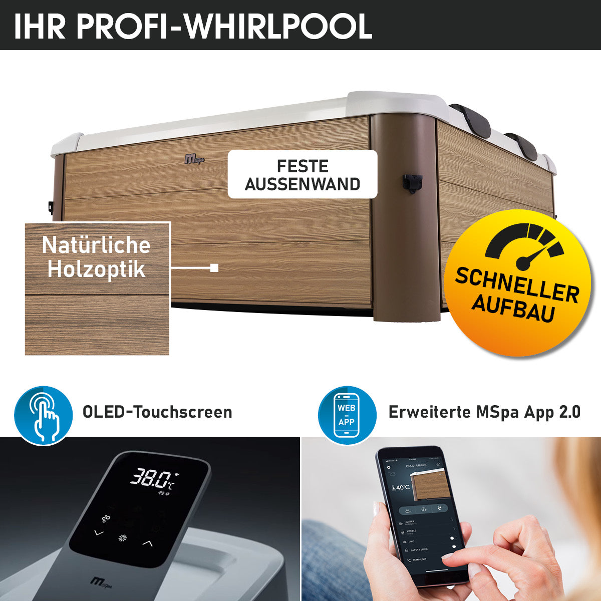 BRAST Mspa Whirlpool OSLO AMBER 6 Personen mit LED