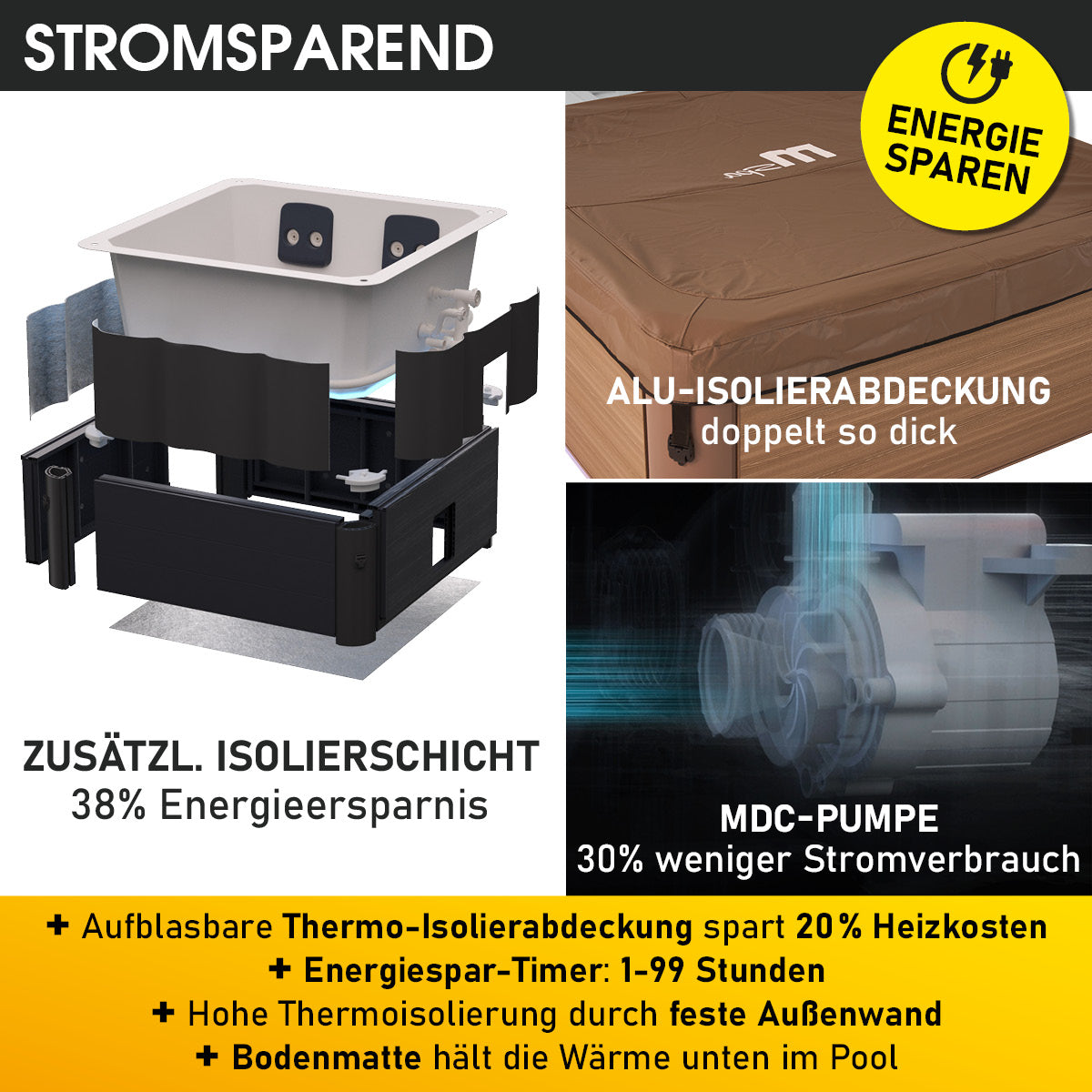 BRAST Mspa Whirlpool OSLO AMBER 6 Personen mit LED