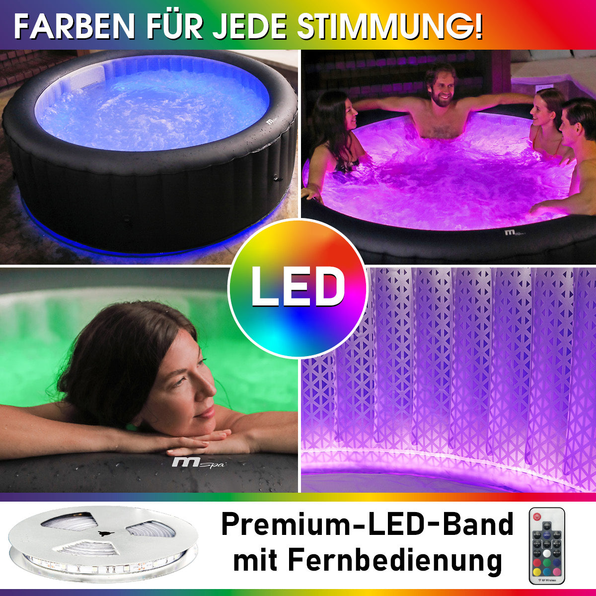 BRAST Aufblasbarer Whirlpool MSpa AURORA URBAN 6 Personen mit LED