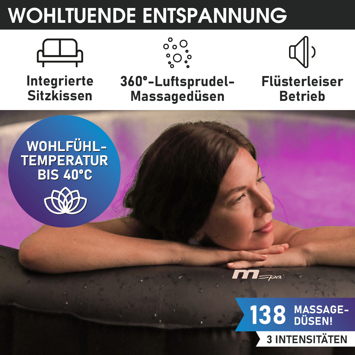 BRAST Aufblasbarer Whirlpool MSpa AURORA URBAN 6 Personen mit LED