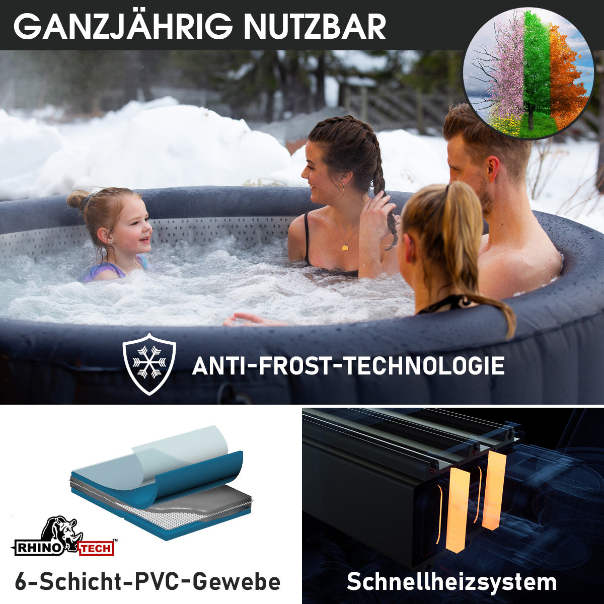 BRAST Aufblasbarer Whirlpool MSpa AURORA URBAN 6 Personen mit LED