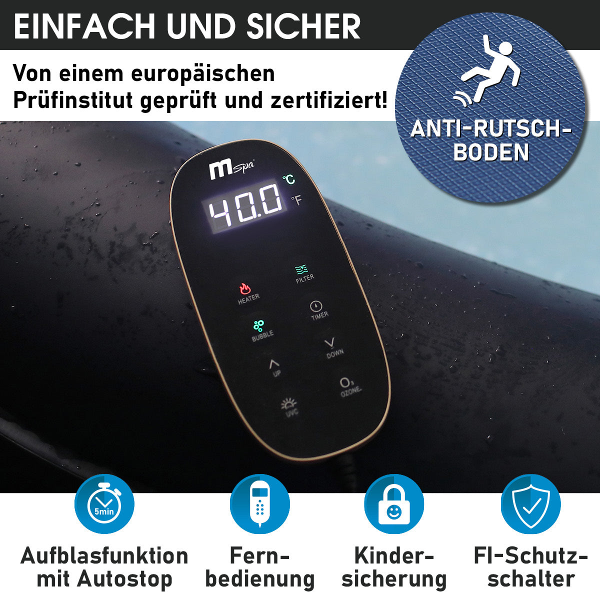 BRAST Aufblasbarer Whirlpool MSpa AURORA URBAN 6 Personen mit LED