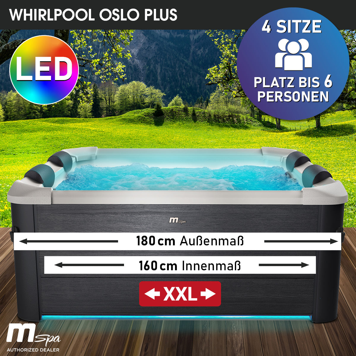 Mspa Whirlpool OSLO PLUS XL 6 Personen mit LED