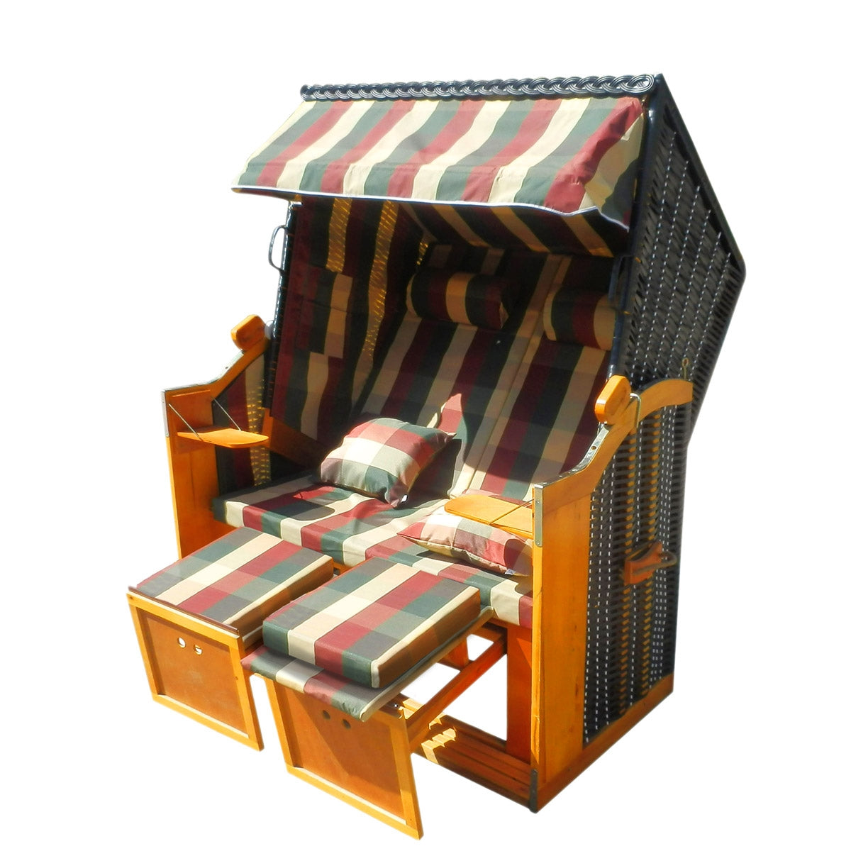 Strandkorb DELUXE rot/grün/beige