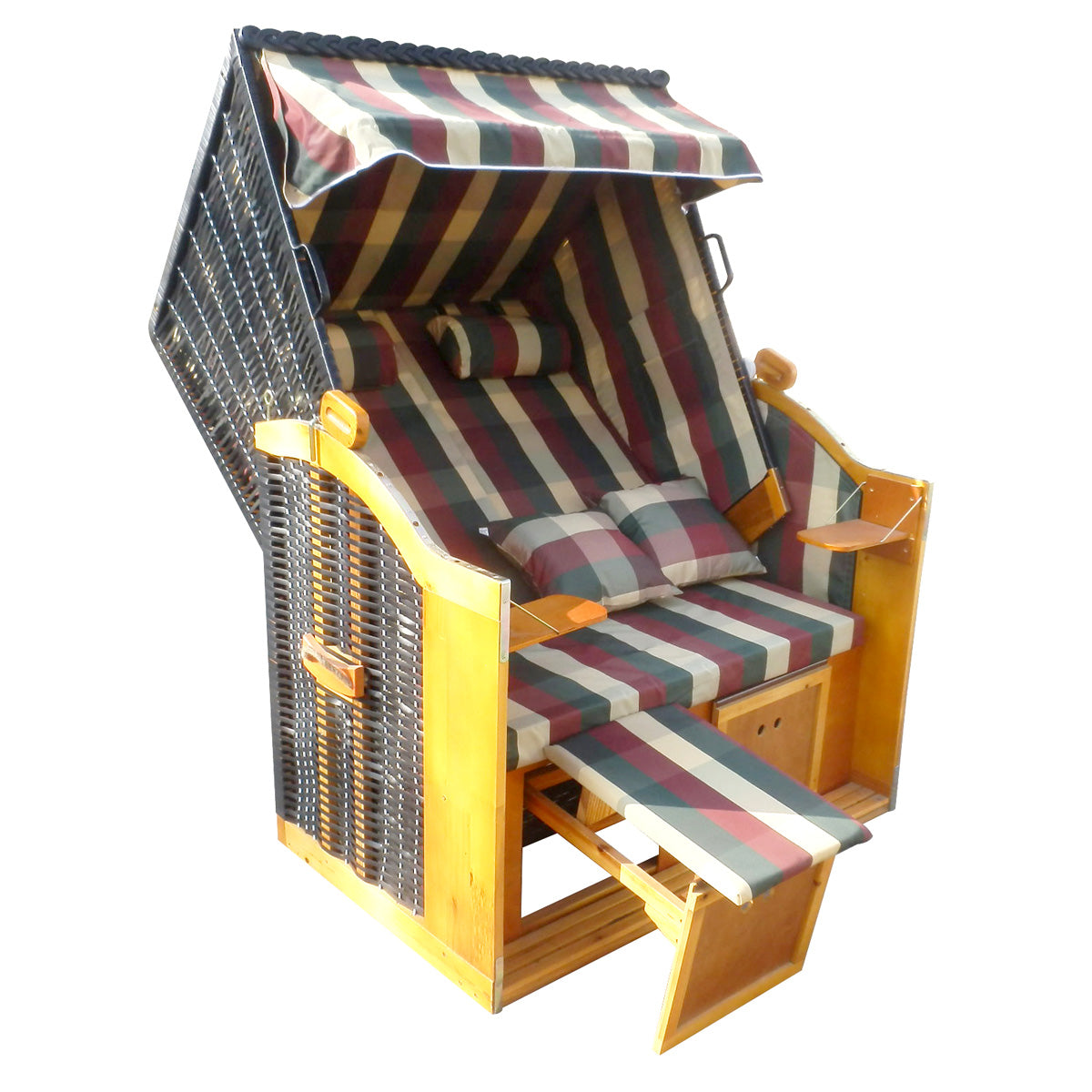 Strandkorb DELUXE rot/grün/beige