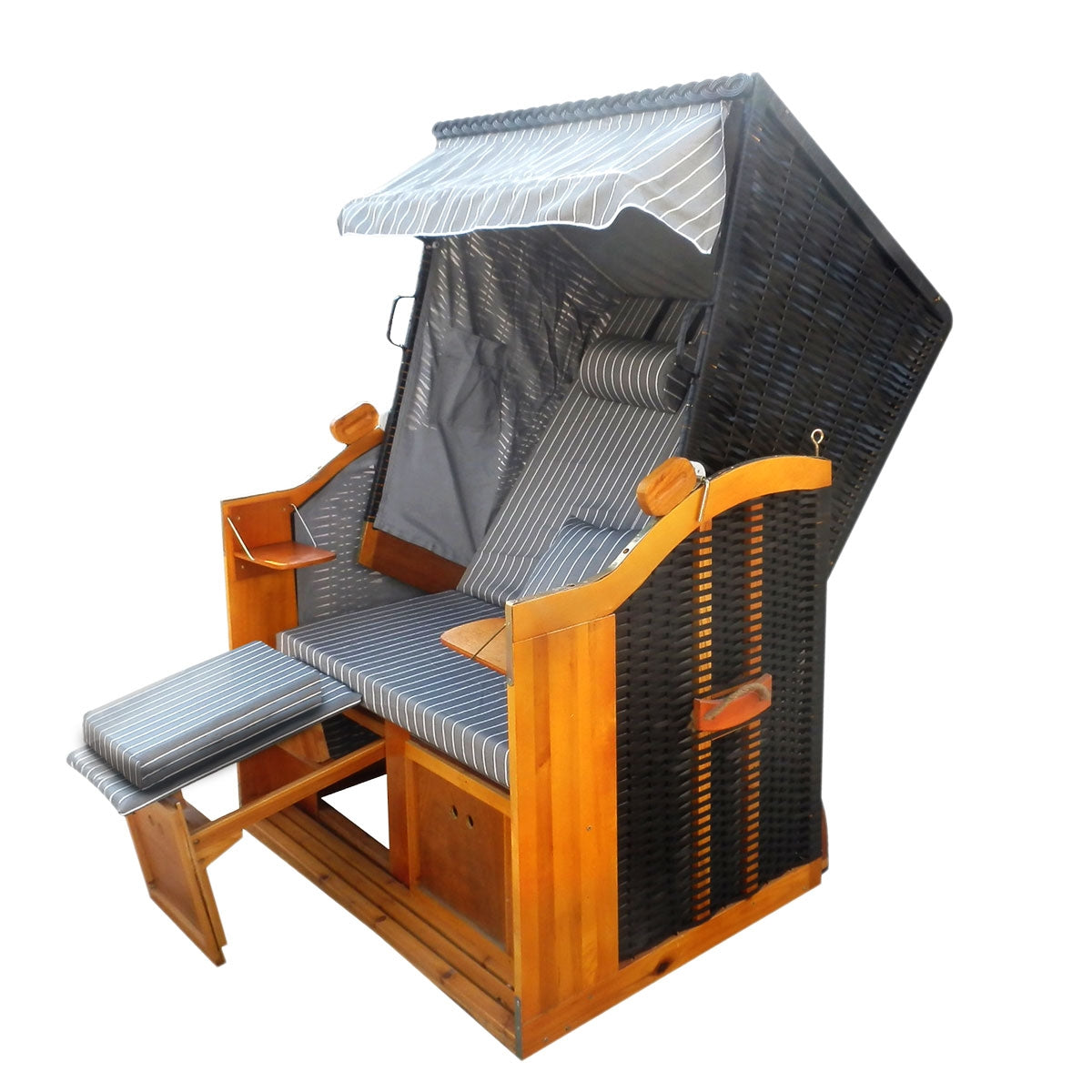 Strandkorb DELUXE anthrazit/grau gestreift