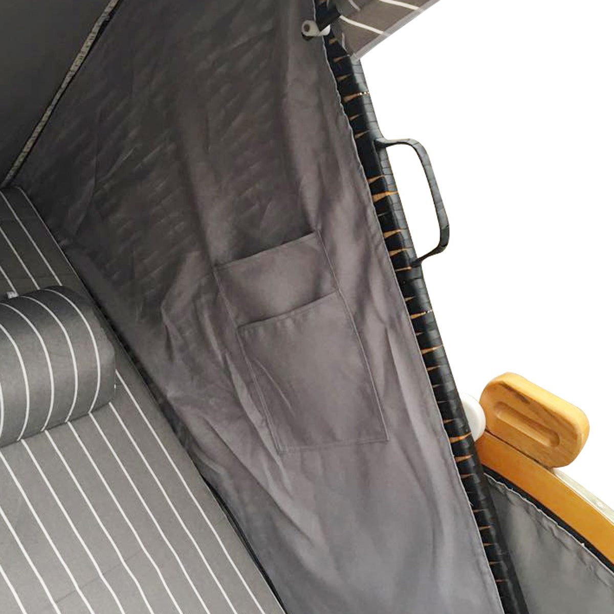 Strandkorb DELUXE anthrazit/grau gestreift