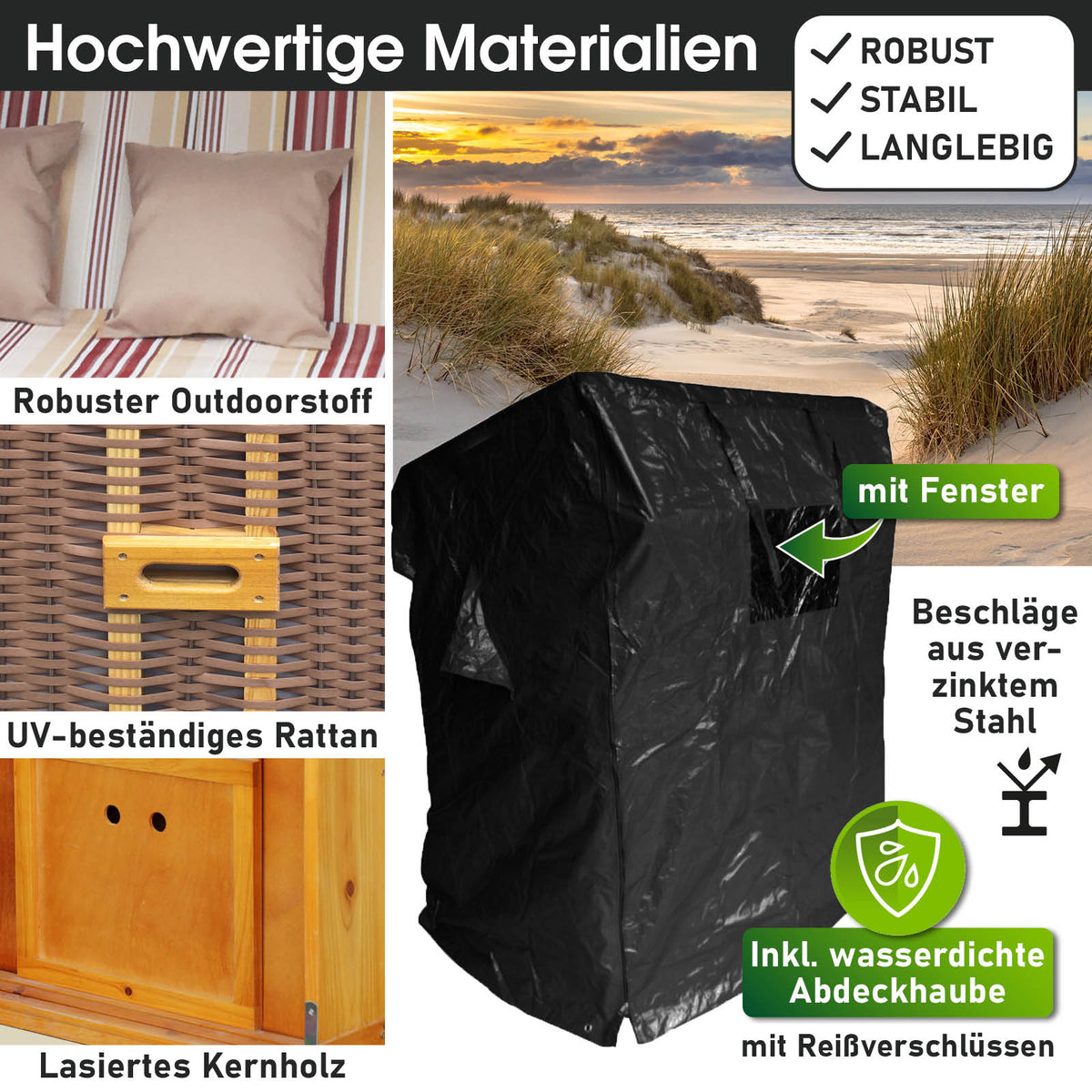 XXL Strandkorb 3-Sitzer USEDOM rot/beige gestreift