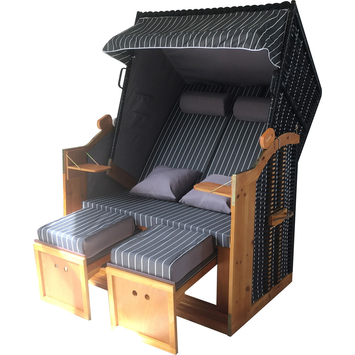 Strandkorb DELUXE Nadelstreifen anthrazit/weiß
