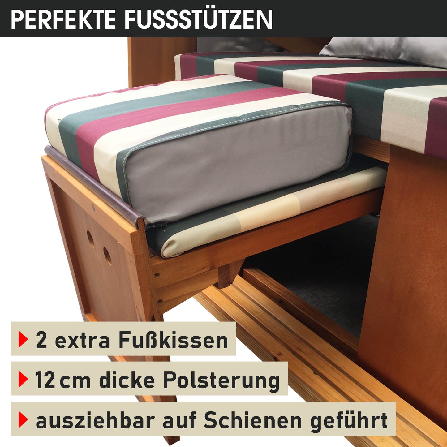 XXL Strandkorb 3-Sitzer USEDOM rot/grün/beige kariert
