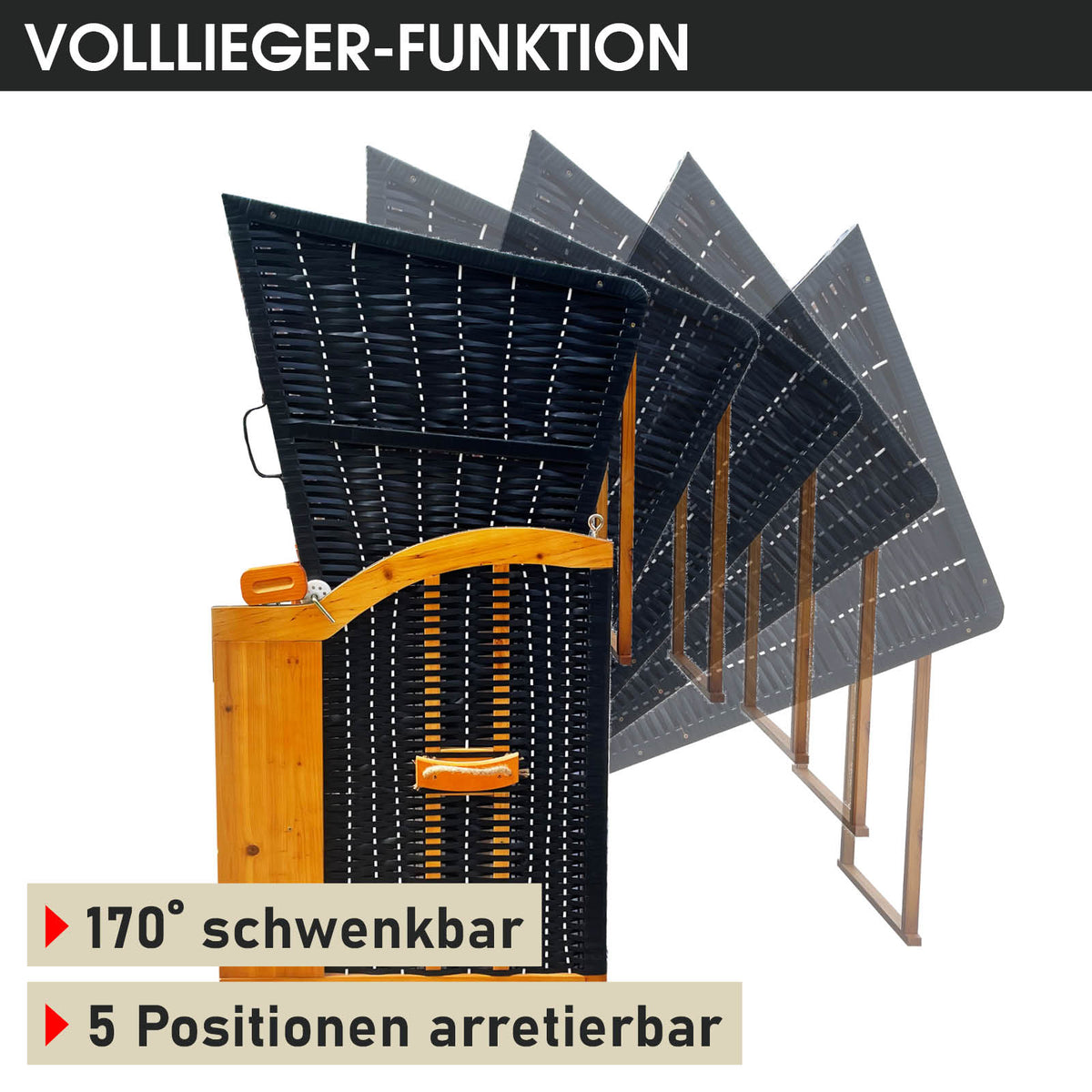 Strandkorb RÜGEN DELUXE Nadelstreifen anthrazit/weiß