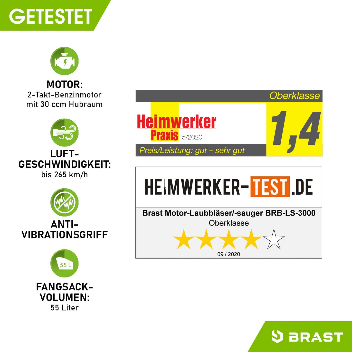 BRAST Benzin Laubsauger / Laubbläser 3000