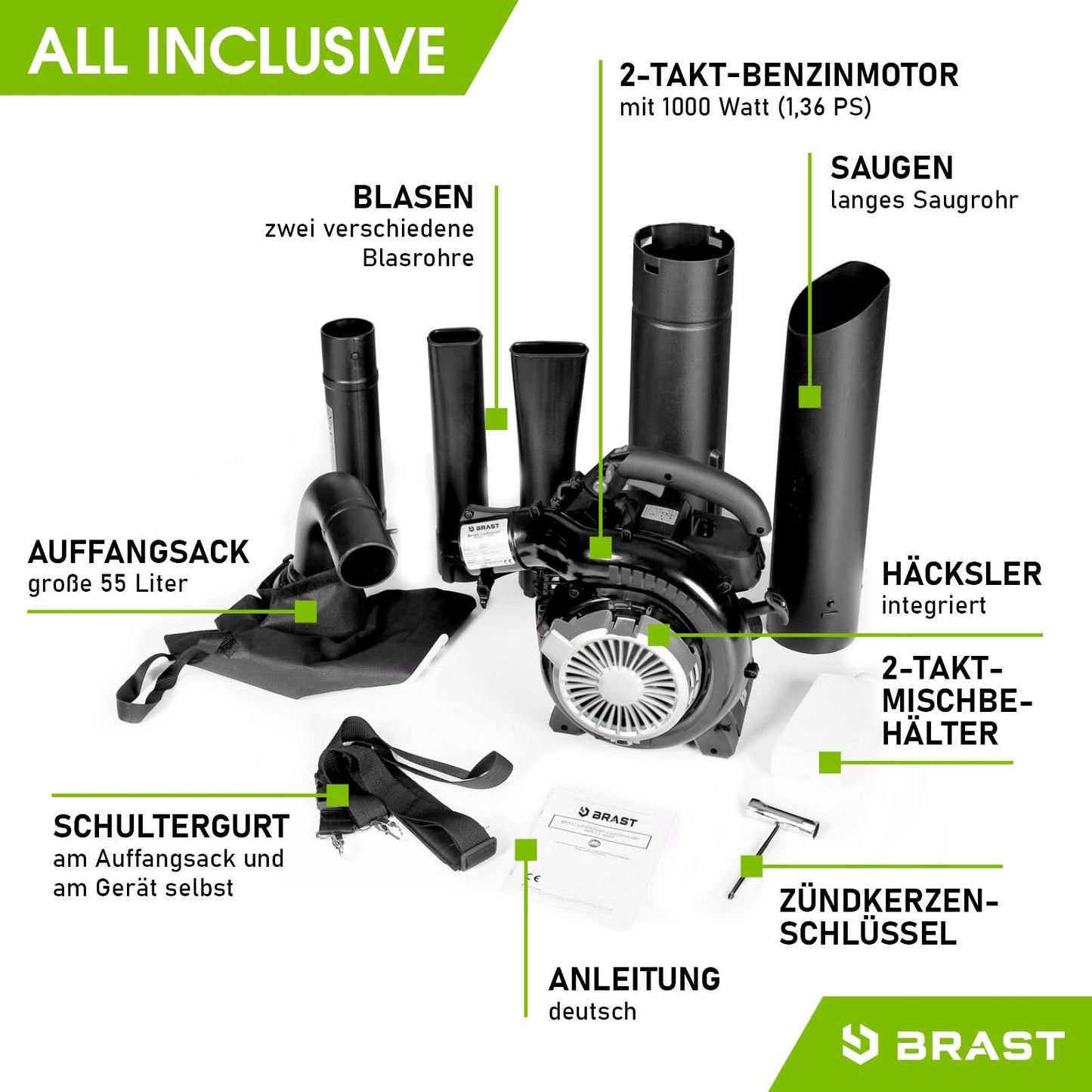 BRAST Benzin Laubsauger / Laubbläser 3000