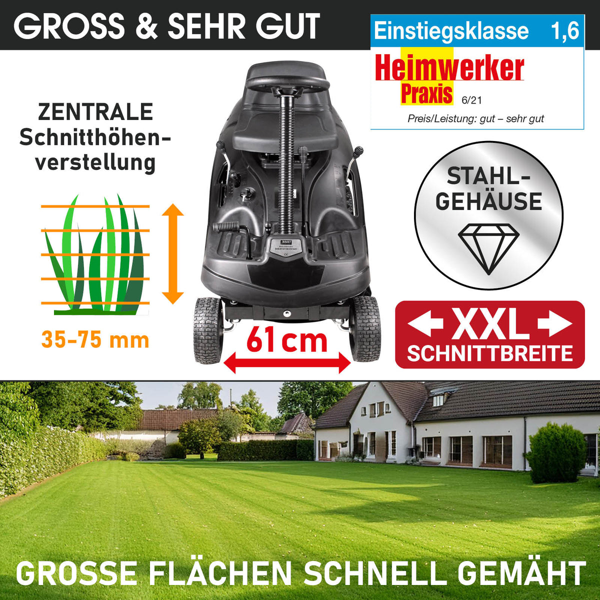 BRAST Benzin Aufsitzmäher 61196 ESTART