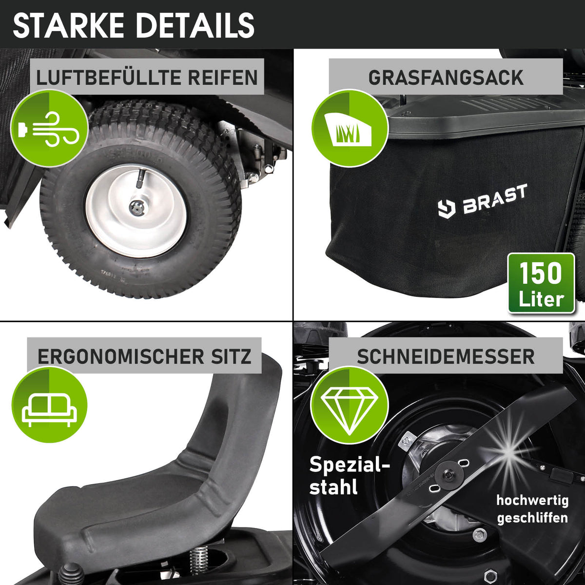 BRAST Benzin Aufsitzmäher 61196 ESTART