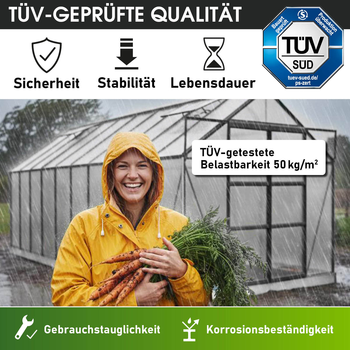 BRAST Aluminium-Gewächshaus 250x190x195 Anthrazit