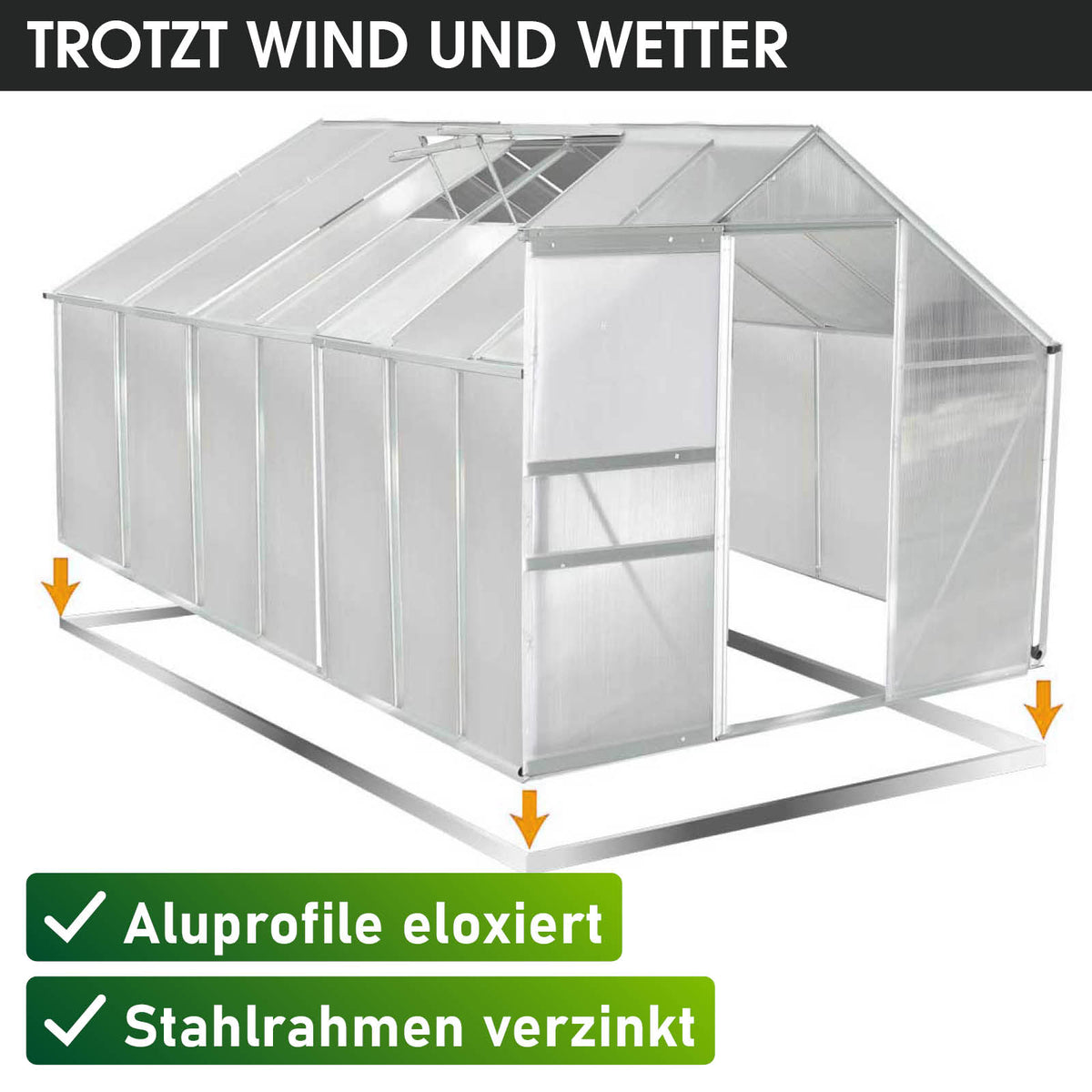 Aluminium-Gewächshaus 430x250x205