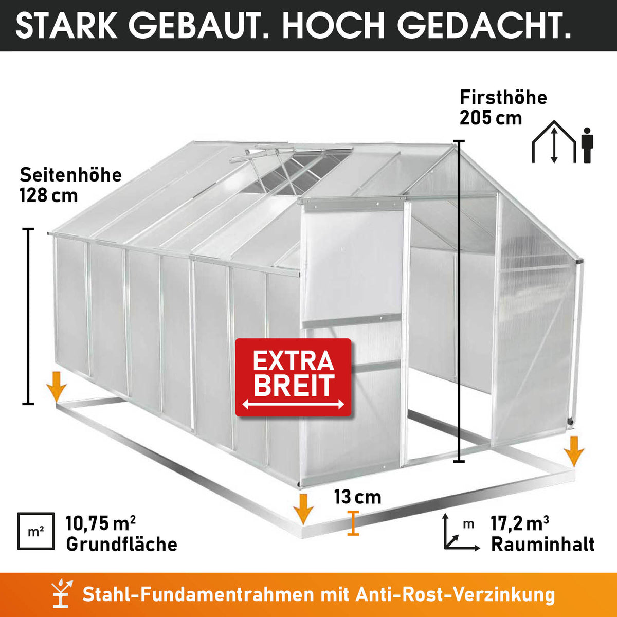 Aluminium-Gewächshaus 430x250x205