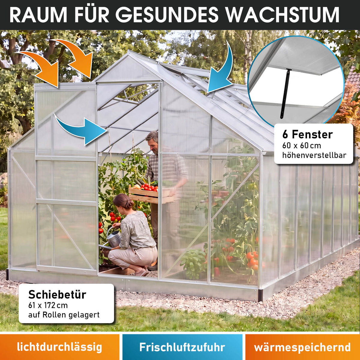 Aluminium-Gewächshaus 430x250x205