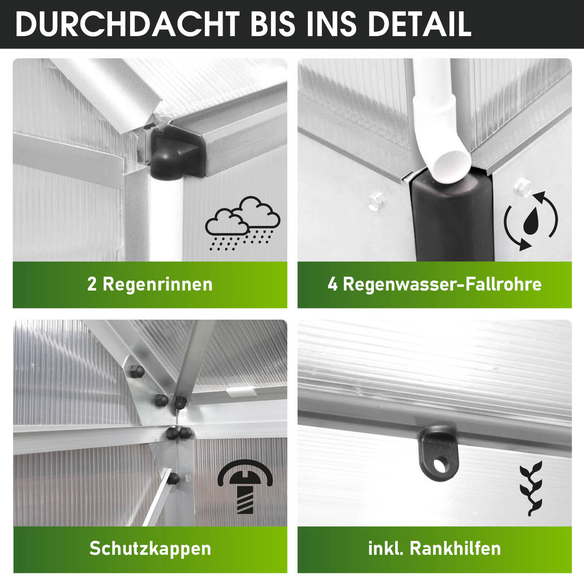 Aluminium-Gewächshaus 380x190x195
