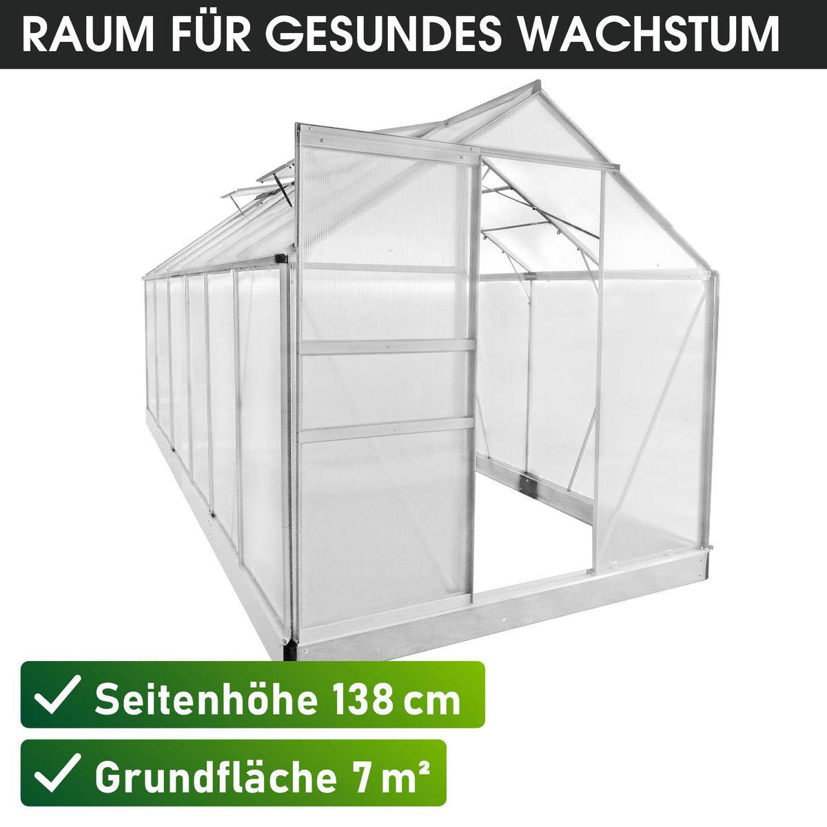 Aluminium-Gewächshaus 380x190x195