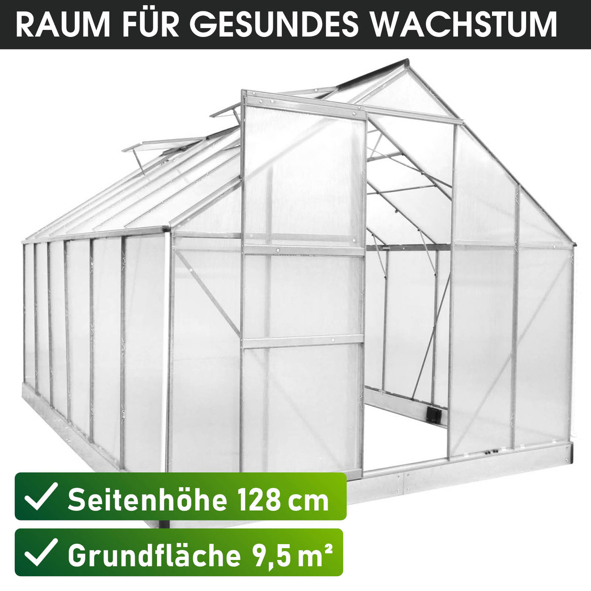 Aluminium-Gewächshaus 380x250x205