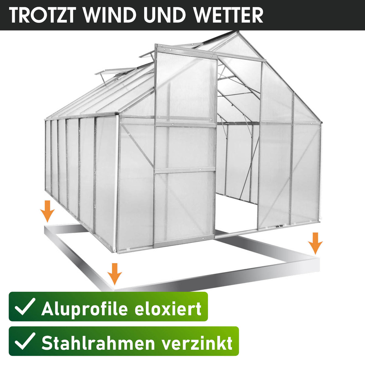 Aluminium-Gewächshaus 380x250x205