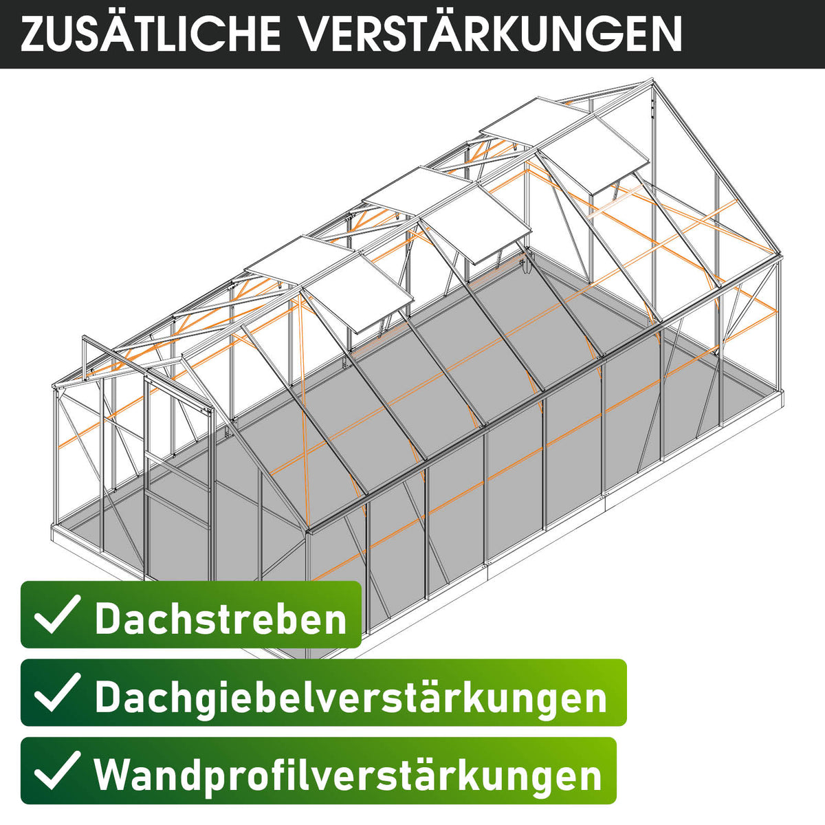 Aluminium-Gewächshaus 490x250x205