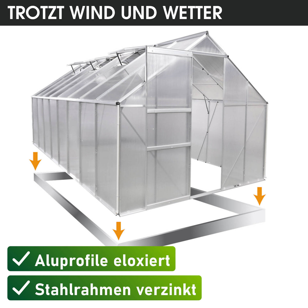 Aluminium-Gewächshaus 490x250x205