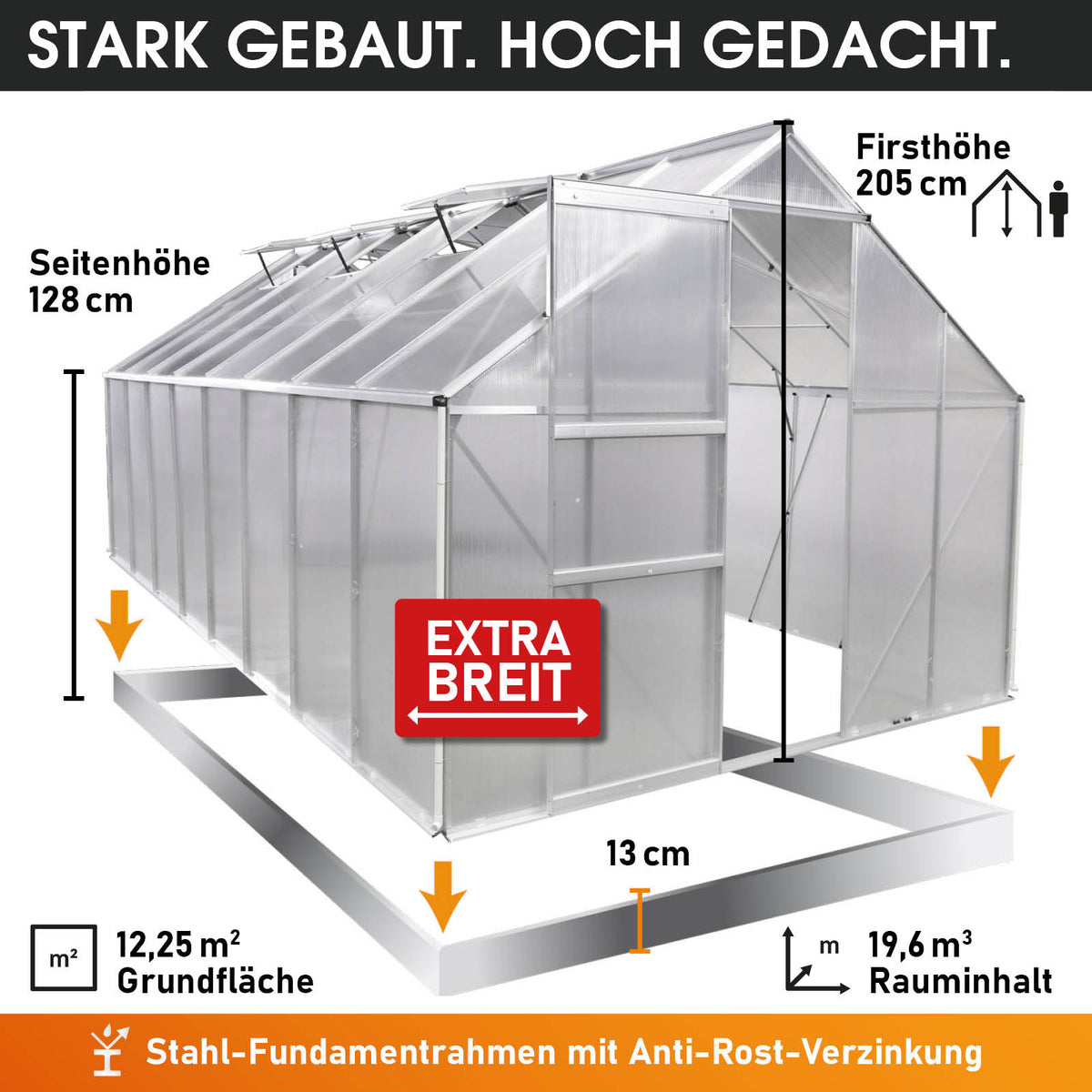 Aluminium-Gewächshaus 490x250x205