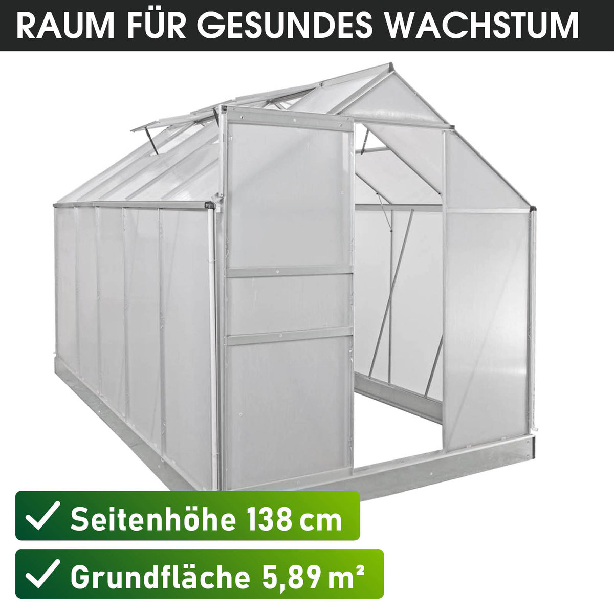 Aluminium-Gewächshaus 310x190x195