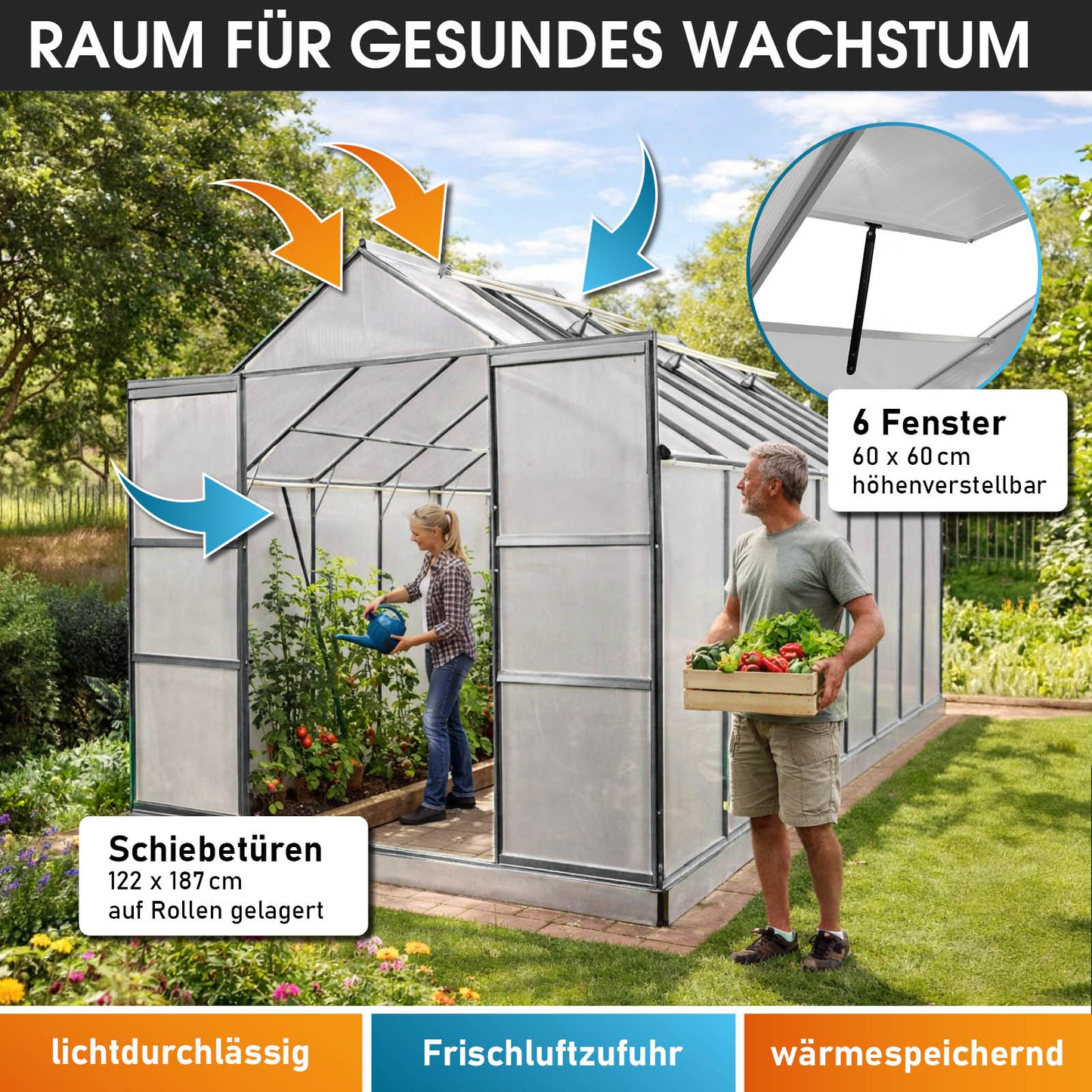 Aluminium-Gewächshaus 430x250x235