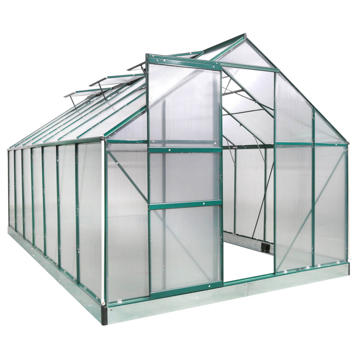 Aluminium-Gewächshaus 430x250x205 grün