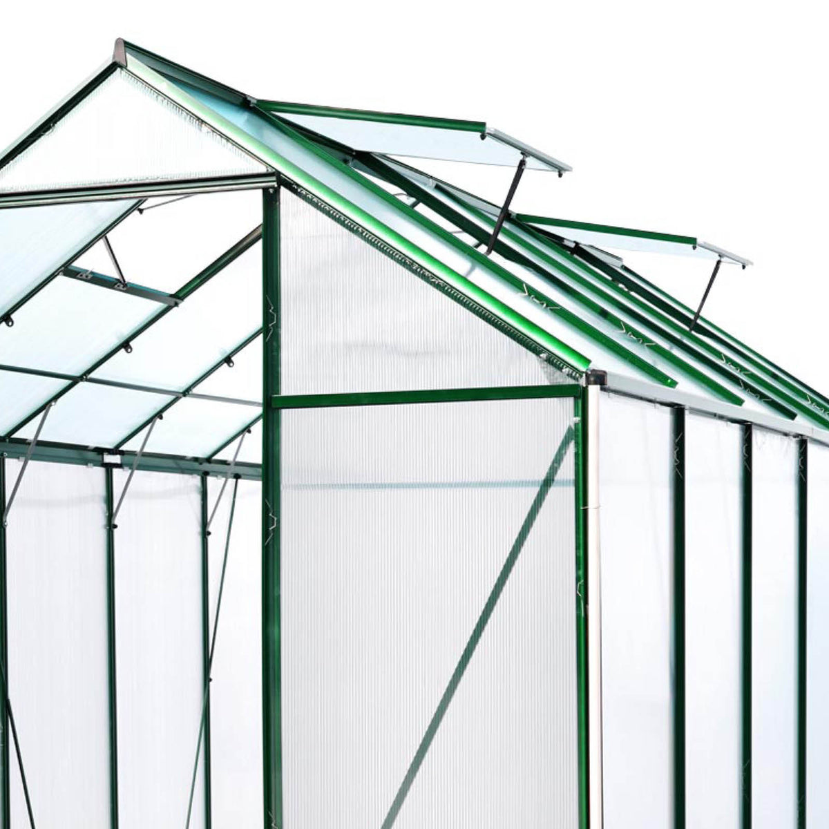 Aluminium-Gewächshaus 380x190x195 Alu-Profile Grün