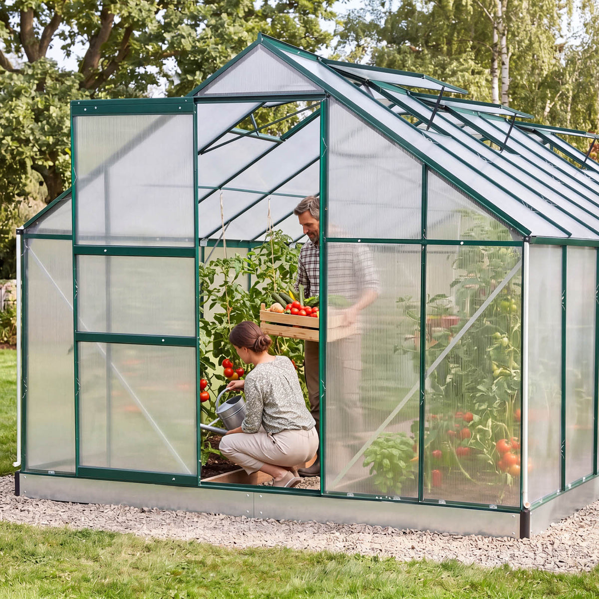 Aluminium-Gewächshaus 490x250x205 Alu-Profile Grün