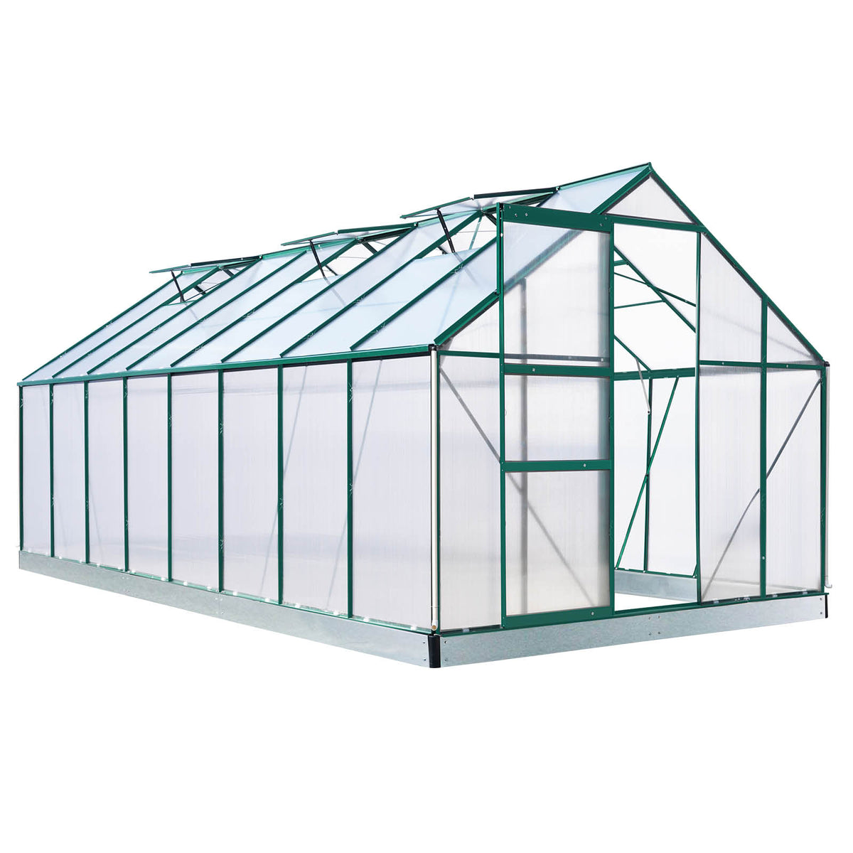 Aluminium-Gewächshaus 490x250x205 Alu-Profile Grün