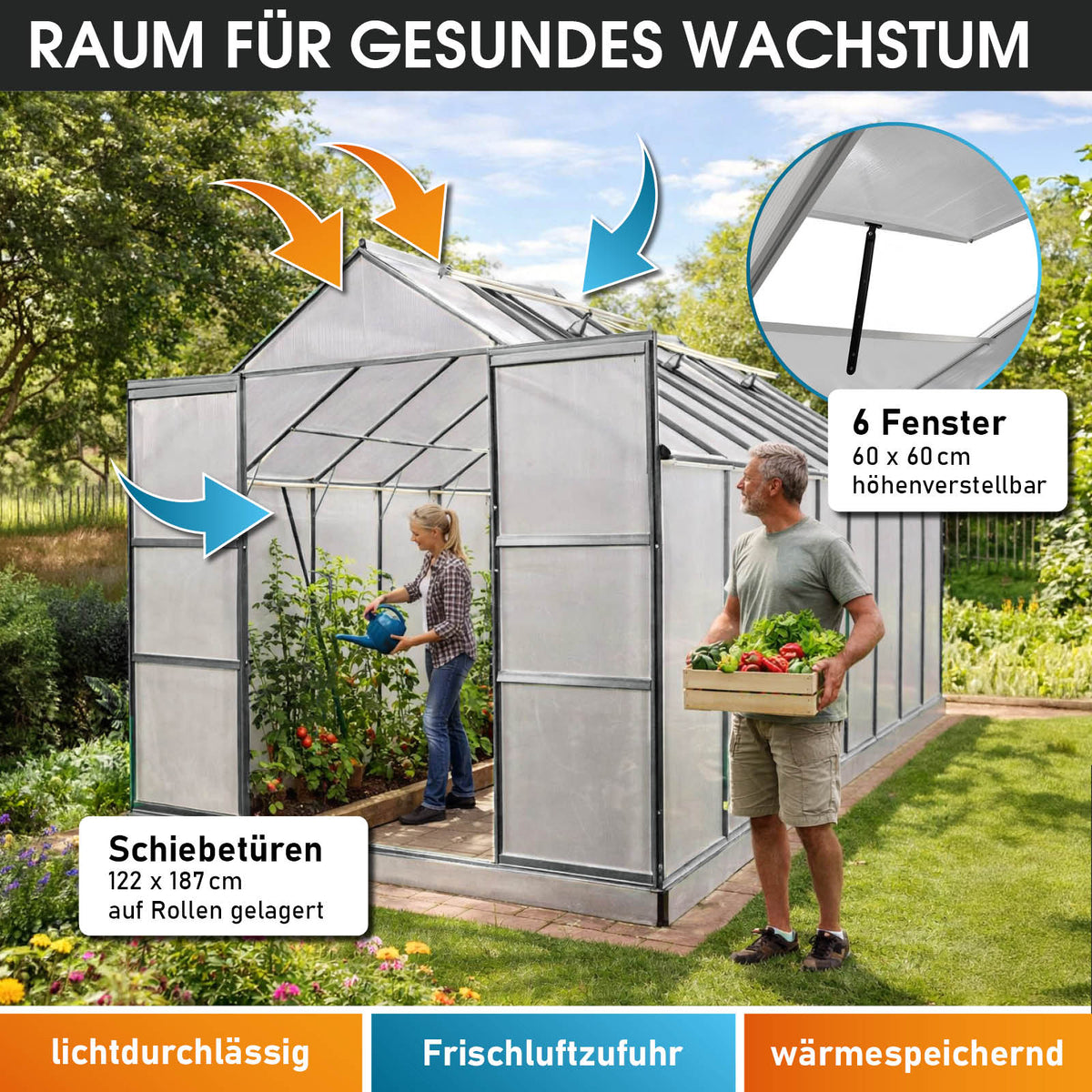 Aluminium-Gewächshaus 490x250x235