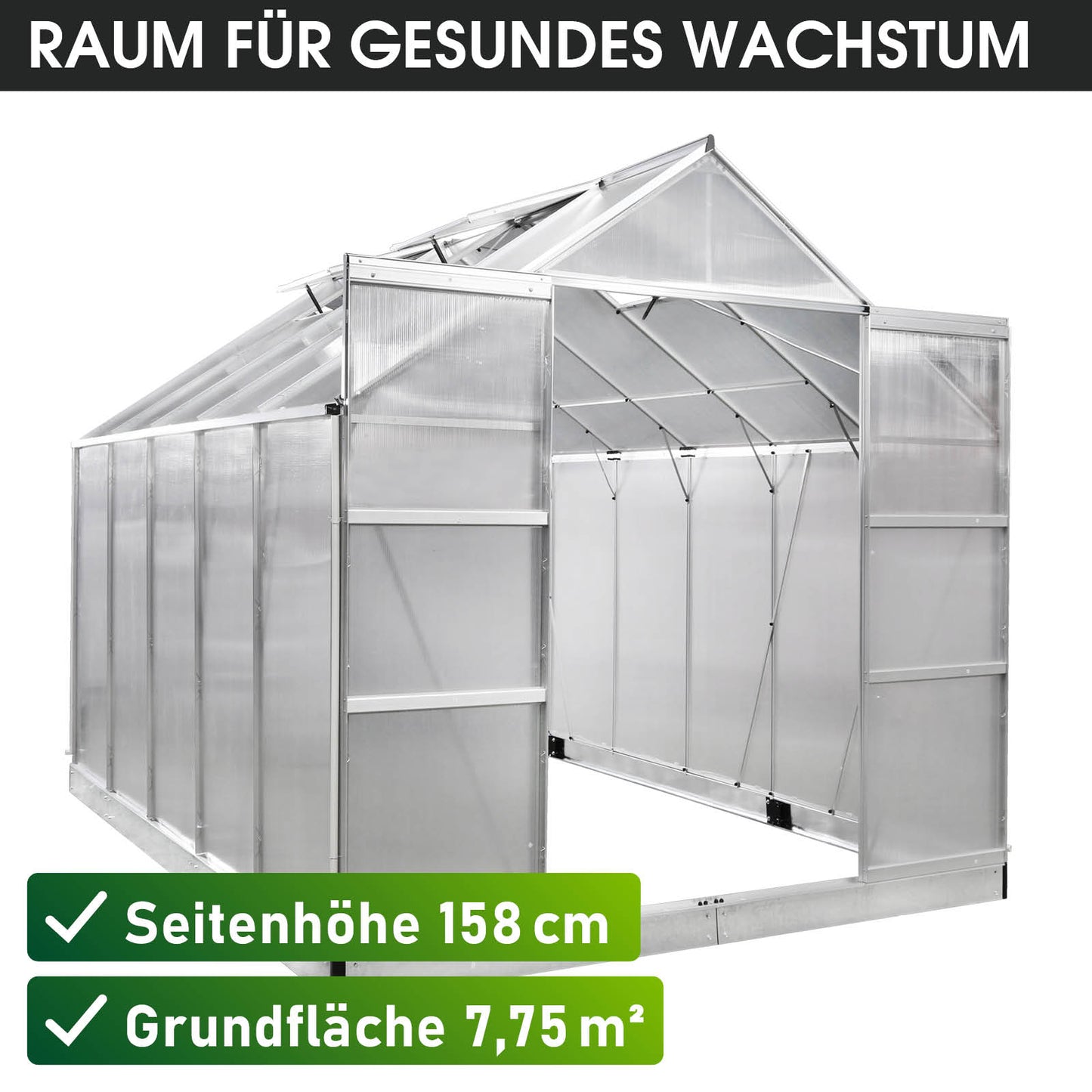 Aluminium-Gewächshaus 310x250x235