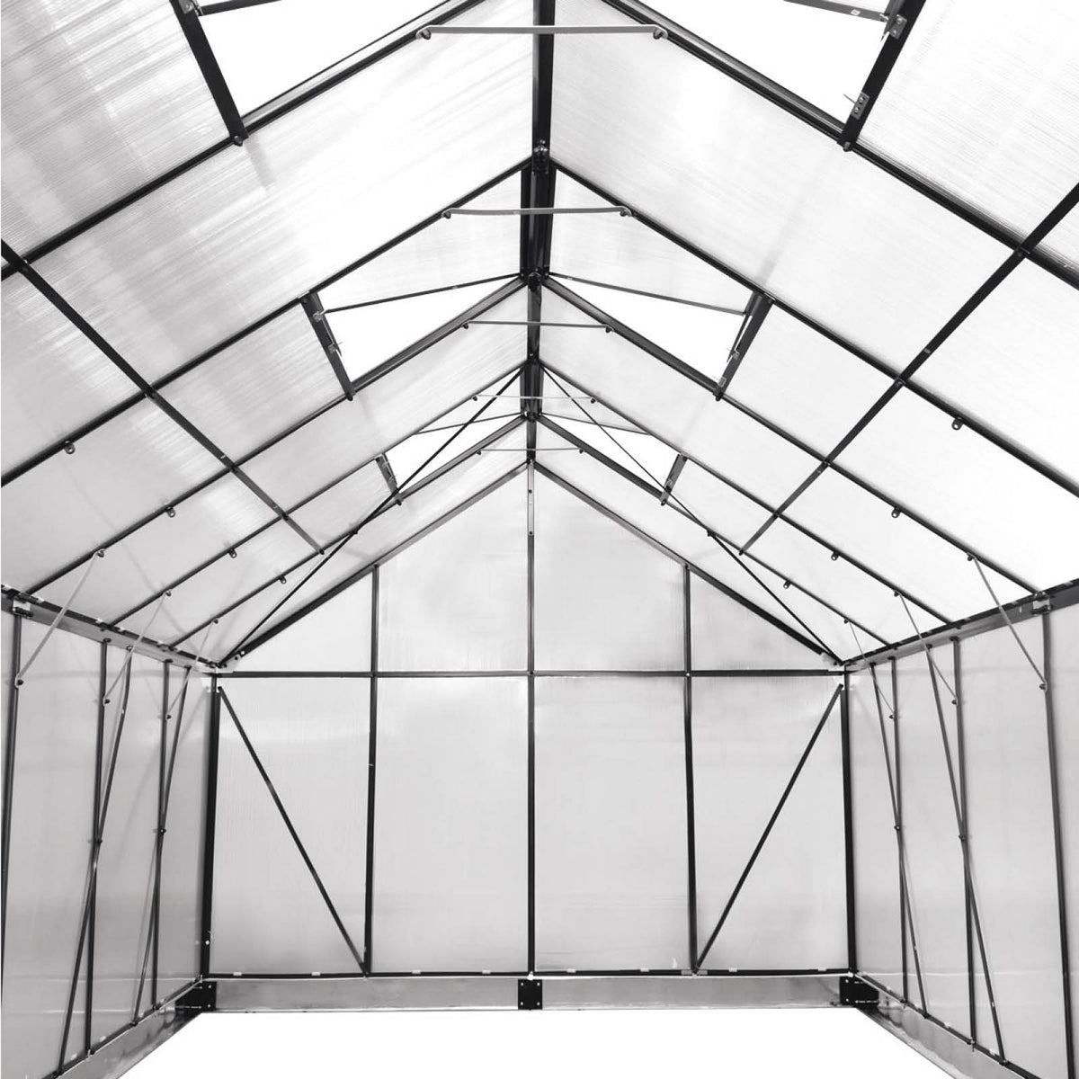 Aluminium-Gewächshaus 430x250x205 Alu-Profile Grau