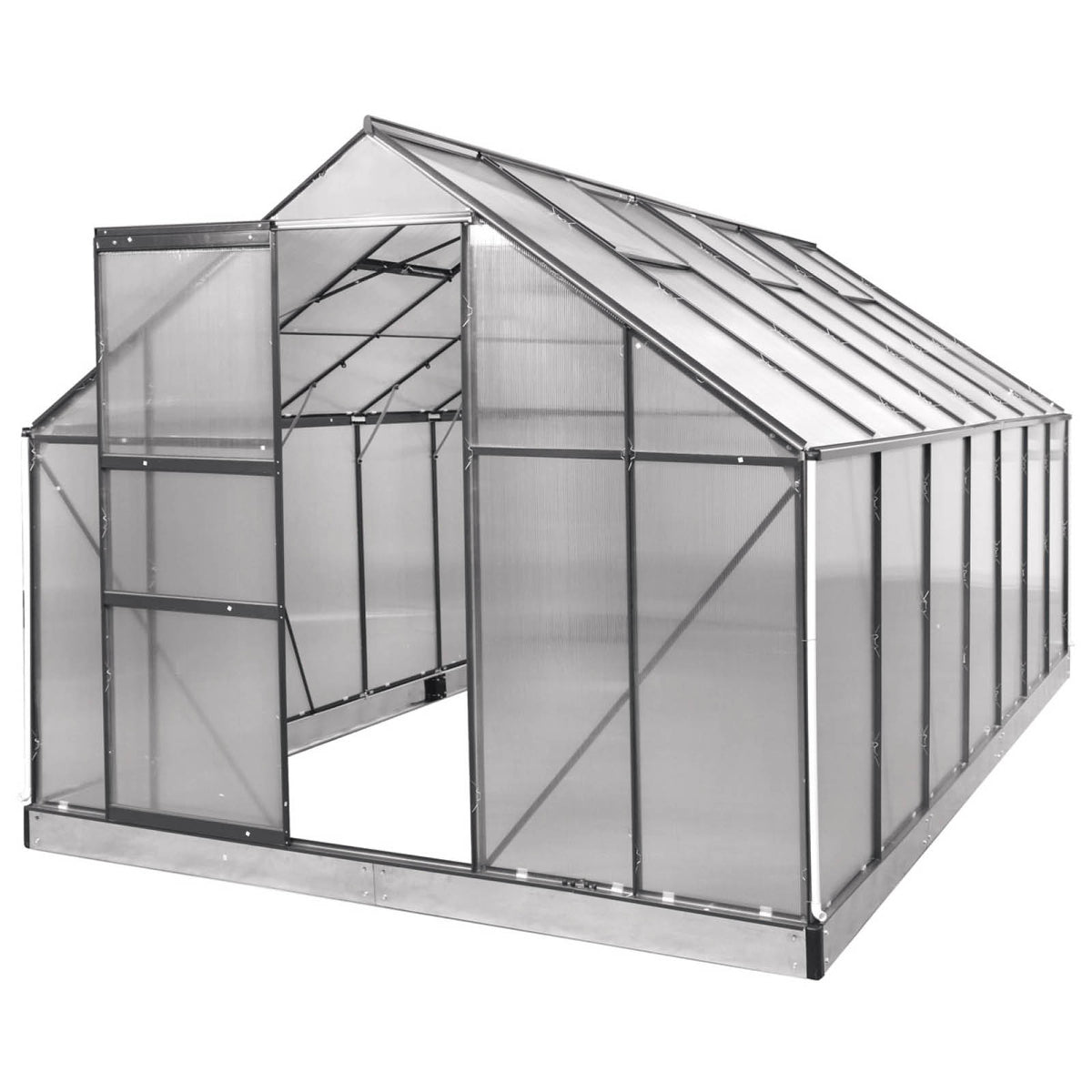 Aluminium-Gewächshaus 430x250x205 Alu-Profile Grau