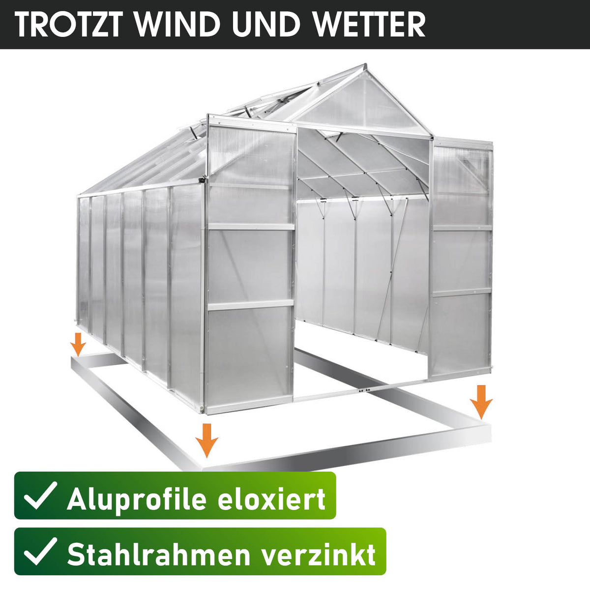 BRAST Aluminium-Gewächshaus 380x250x235