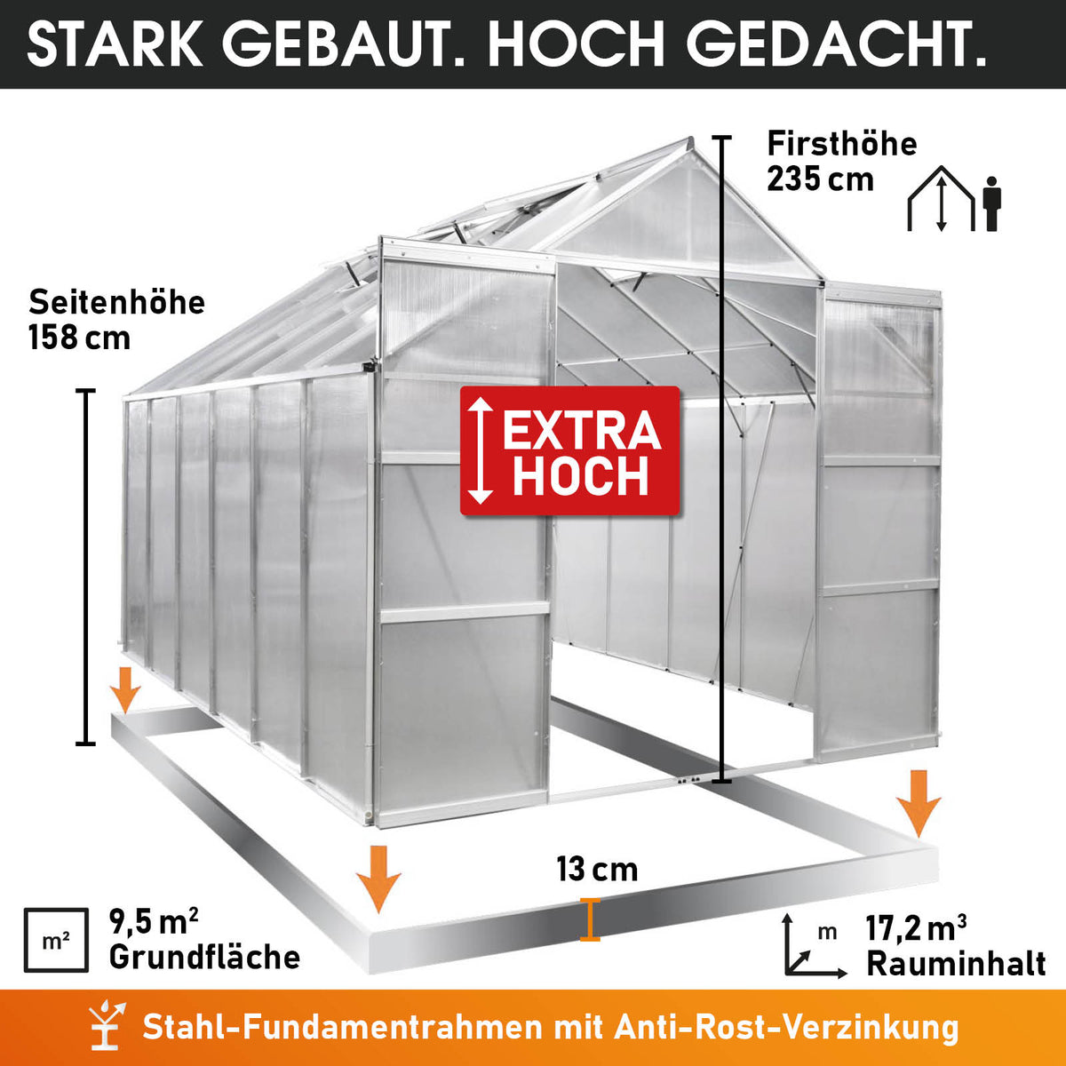 BRAST Aluminium-Gewächshaus 380x250x235