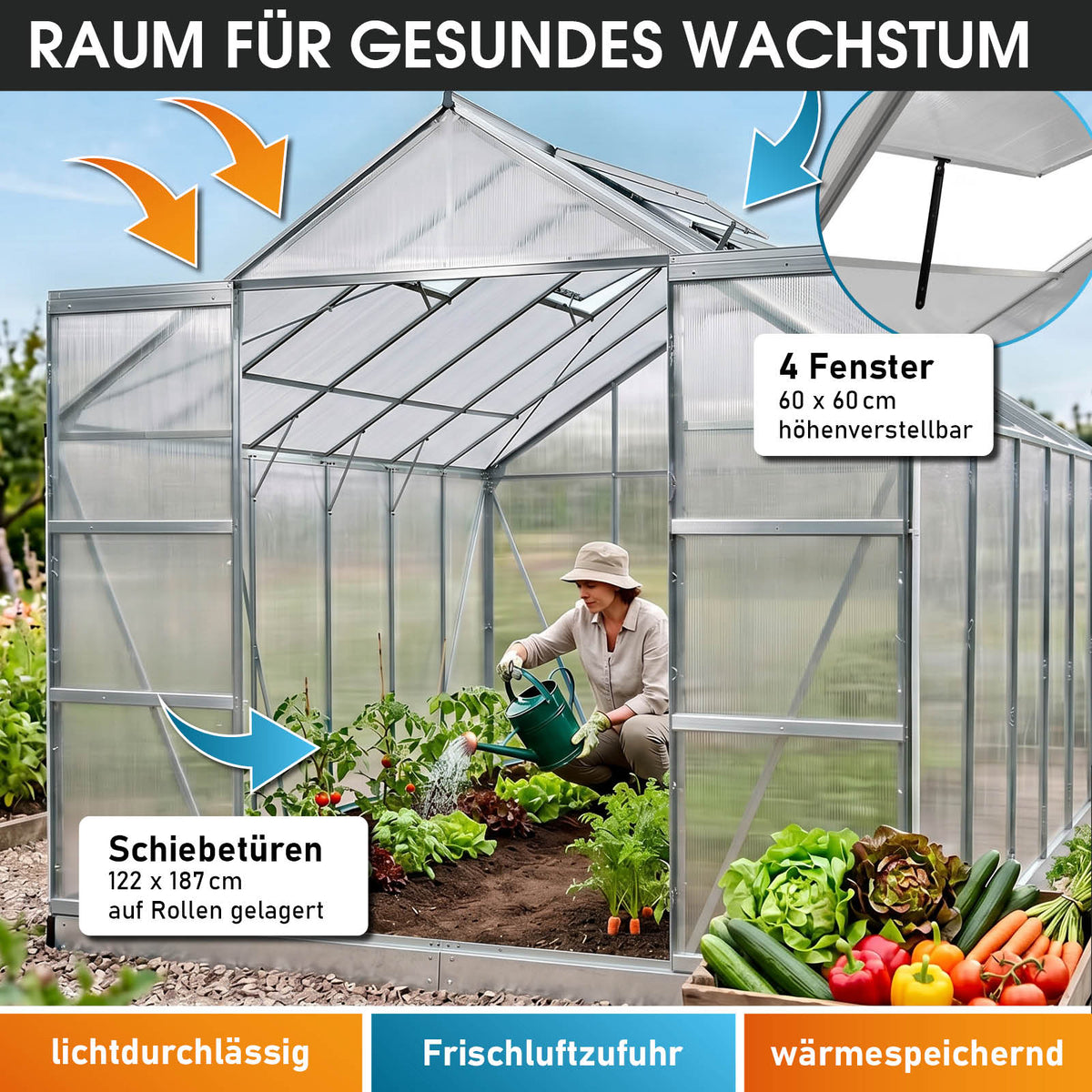 BRAST Aluminium-Gewächshaus 380x250x235